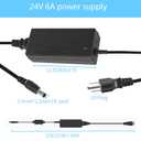 24V 6A Power Supply Adapter,100-240V AC to DC 24V 6A Power Adapter with 5.5mm x 2.5mm DC Output Jack Transformers US Plug for 5050 3528 LED Strip Light,CCTV Security System
