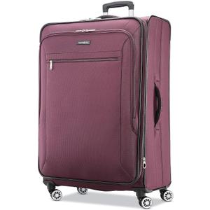 Samsonite Ascella X Softside Expandable Luggage with Spinner Wheels, Plum, Checked-Large 29-Inch