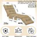 Kigley Outdoor Chaise Lounge Cushions with 3 Side Pocket 74.5 x 22 x 4.7 Inch Patio Chaise Lounge Cushion, Water-Repellent and Fade-Resistant Tufted Summer Replacement(2 Pcs,Brown,Solid Color)
