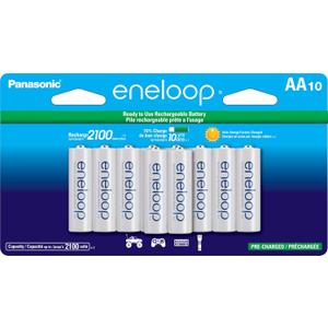 Eneloop Panasonic BK-3MCCA10FA AA 2100 Cycle Ni-MH Pre-Charged Rechargeable Batteries, 10-Battery Pack