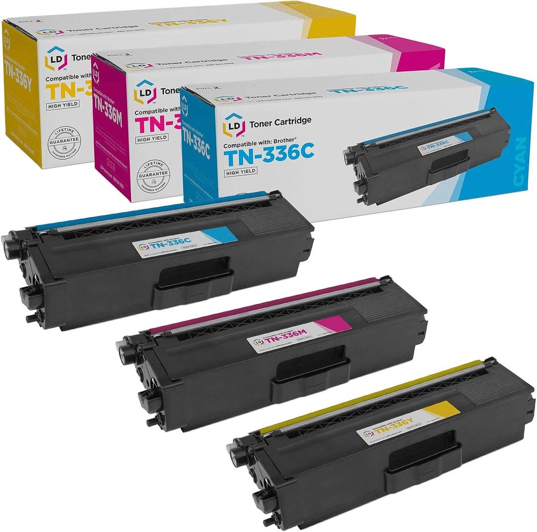 LD Compatible Toner Cartridge Replacement for Brother TN336 High Yield (Cyan, Magenta, Yellow, 3-Pack) Compatible with Brother HL-L8250CDN HL-L8350CDW HL-L8350CDWT MFC-L8600CDW MFC-L88