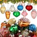 Capoda 32 Pcs Vintage Christmas Ornaments 1.2 Inch Antique Glass Ornaments Vintage Christmas Decorations Mini Retro Tree Balls Decor for Xmas(Classic Shape)
