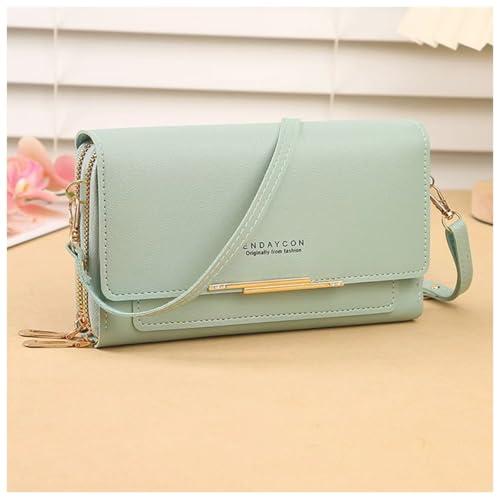 Small Crossbody Bags for Women, Leather Wallet Women Credit Card Wallet Adjustable Shoulder Strap purses for women(Light green)