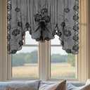 Jayla Black Semi-Sheer Floral Lace Curtain Swag for Kitchen Half Window Bathroom Decoration Rod Pocket,59 x 39 Inch, 1 Panel