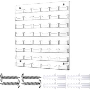 Hillban Acrylic Business Card Holder Wall Mount Clear Sticker Display Rack Multiple Card Holders Clear Acrylic Organizing Sticker Display Stand Pre Drilled(48 Pockets)