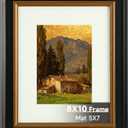 8x10 Black Picture Frame, 8 x 10 Photo Frame with Real Glass, Vintage Picture Frames for Wall or Tabletop Display, Display Poster 5x7 with Mat or 8x10 Without Mat for Antique Dco,Black with Gold Trim