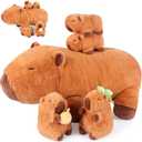 5-in-1 Capybara Stuffed Animals with Babies Inside, 5PC Set Capybara Plush with Mommy & 4 Babies, Soft Pillow Plushies Decor, Cute 3 to 8 Year Old Girl Gifts, Imaginative Play Toy (Capibara)