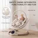Baby Swing for Infants with 5 Point Harness, 5 Speeds Infant Swing with Soft Cushion, 10 Songs and Bluetooth Music for Newborn, Remote Control & Touch Panel Use, Multi