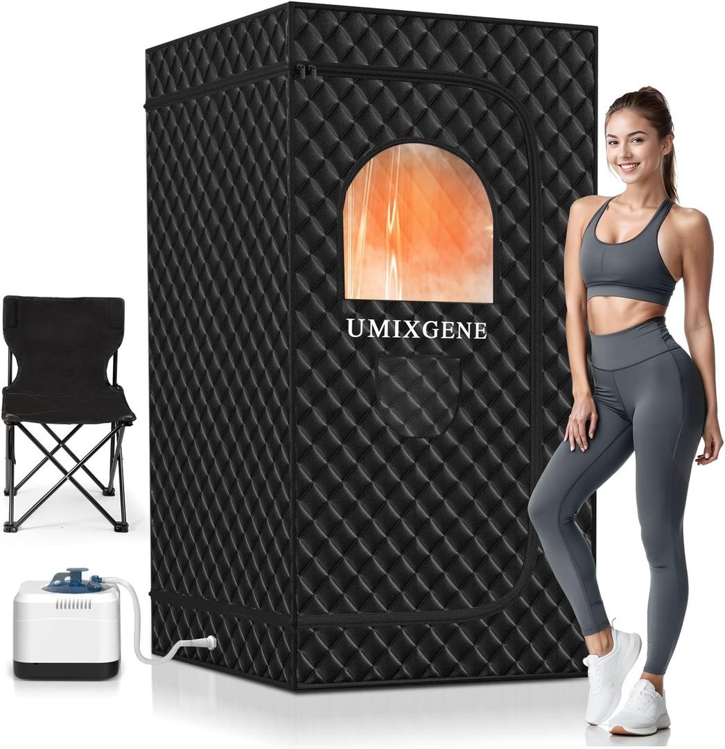 Sauna Box, Portable Sauna for Home use with Ten Aluminium foil Heating BlanketsPersonal Steam Saunas with 3L Steamer, 9 Levels, Folding ChairExtra Large Size (36 * 36 * 71inch)