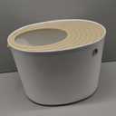 IRIS USA Cat Litter Box, Large Top Entry with Litter Catching Lid and Scoop, Dog Proof, Cat Box Enclosure, Beige/White