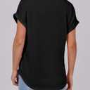 ANRABESS Womens Short Sleeve Henley Tops V Neck Dressy Casual Blouses Summer Trendy Tee Shirts 2026 Vacation Fashion Clothes (Black, L)