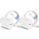 2Pack iPhone 17 16 15 Charger Fast Charging,USB C Super Fast Charger Block and Long Type C to C Cable Cord 10ft for Apple iPhone 17 Pro Max/17 Air/16 Pro/16 Pro Max/15 Plus/15 Pro/iPad Plug Cube