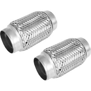 MXA 2.5 Flex Exhaust Pipe, Flexible Exhaust Tubing, Stainless Steel Exhaust 2 1/2 Flexi Pipe, Extension Tube Exhaust Mid Pipes,Universal Fit Double Braid 2 Pack (2.5" x3.35"x5.9")