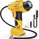 Tire Inflator Portable Air Compressor for Dewalt 20V Battery, Cordless Car Tire Pump with 12V DC Adapter and Digital Pressure Gauge for Car Tires, SUV, Motorcycles, etc.(Tool Only) (Yellow)