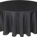 Biscaynebay Textured Fabric Round Tablecloths 90", Black Water Resistant Washable Table Cloths Circle Folding Table Covers Linen for Dining, Kitchen, Wedding & Parties, etc (90" (Round))