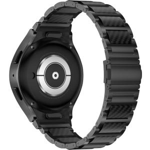 iiteeology Carbon Fiber Band for Galaxy Watch 7/6/5 Pro/4 Classic - One Click No Gap Genuine Carbon Band for Men Women (Black)