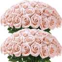 100 Pcs Artificial Roses Bulk Silk Blush Roses Pink Roses for Wedding Centerpieces Bridal Bouquet Mohter's Day Valentine's Day Home Decor Blush
