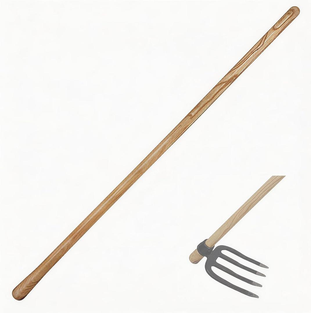 55-Inch Pure Solid Wood Replacement Handle for Garden Hoe Digging Spading, Surface Coated with Protective Paint, Clear Finish, Convenient and Durable (Spade & Fork Head Not Included)