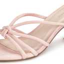 Women's Strappy Square Open Toe Kitten Heels Sandals Knotted Design Summer Fashion Slip On Mule Style (6, Light Pink)