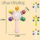 2PCS Baby Sensory Teething Toys-Rattle Stick,Food Grade BPA Free Chew Toy,Grip Strengthening Handle for Hearing Teeth Development,Infant Learning Toys for Aged 0-36 Months (Pink+Blue)