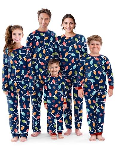 SUNNYBUY Matching Family Christmas Pajamas Set Holiday Jammies Xmas PJS for Women Men Couple and Teens, Christmas Lights, 6T