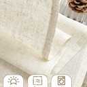 jinchan Tie Top Linen Kitchen Curtains Over Sink 36 Inch Length Tier Curtains Farmhouse Rustic Small Cafe Curtain for Bedroom Living Room Bathroom Half Window Light Filtering Privacy 2 Panels Crude