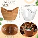 meekoo 1 Pack 6.2 L Handmade Rattan Wicker Champagne Ice Bucket with Removable Acrylic Liner Rattan Wicker Wine Beer Soda Bucket Outdoor Party Ice Tub Coastal Cooler Basket for Beach Coastal Decor (EXP 08/01/36)