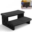 Hot Tub Steps, Non-Slip 2 Step Spa Stairs for Outdoor & Indoor, Black