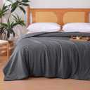 Amazon Basics Cooling Comforter, Soft Lightweight Waffle Weave Blanket for Hot Sleepers, Summer & All Season Bedding to Keep Cool for Night Sweats, 90"x90", Queen, Dark Gray