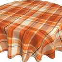 BETGINY Fall Tablecloth 60 Inch Round Autumn Thanksgiving Plaid Table Cloth Dust-Proof Wrinkle Resistant Rustic Tablecloth for Holiday Kitchen Dining Room Party Picnic Indoor Outdoor