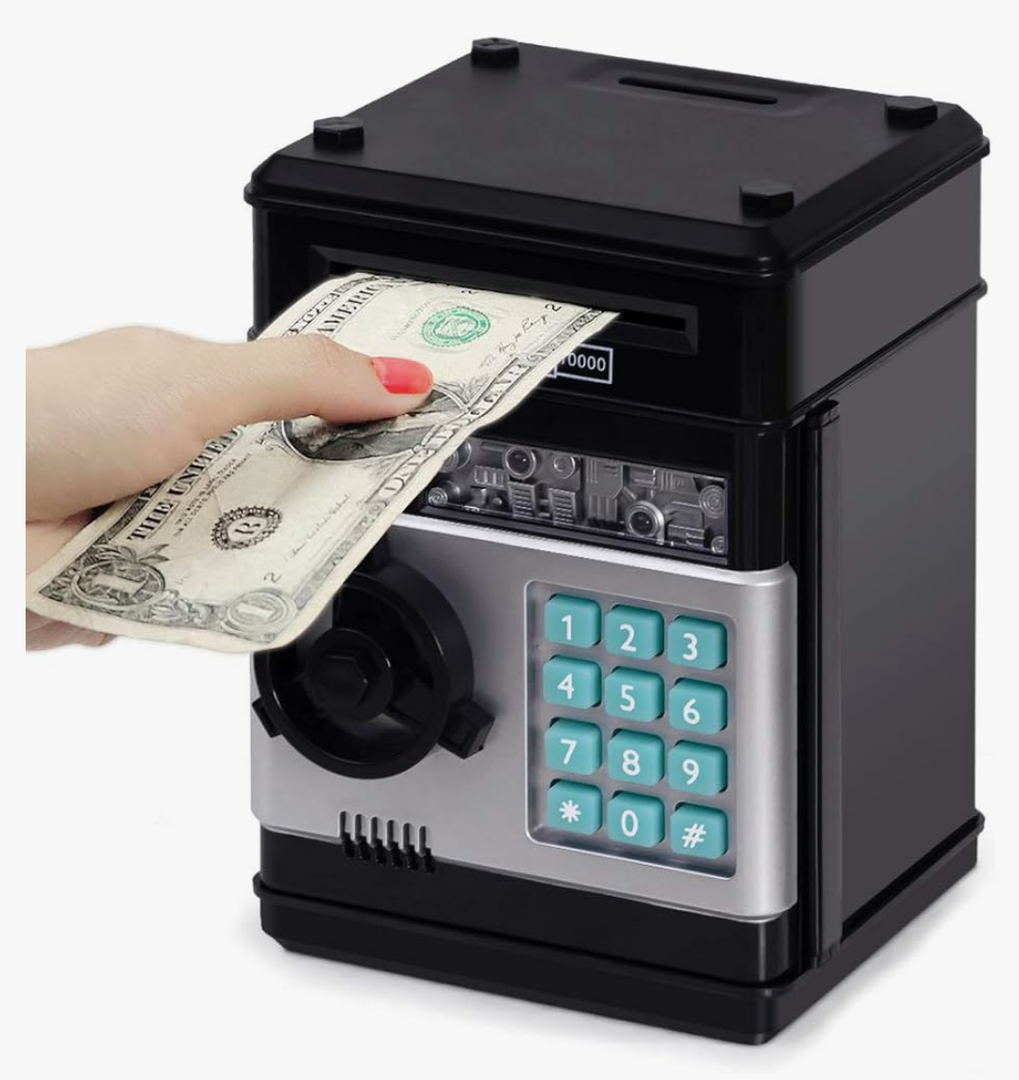 Refasy Piggy Bank Cash Coin Can ATM Bank Electronic Coin Money Bank for Kids Age 3-12, Money Savings Box Mini ATM Coin Bank Toys Gifts for 3 4 5 6 7 8 9 10 11 12 Year Old Boys Girls