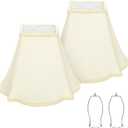 Bell Lamp Shades Set of 2, Cream Fancy Square Lamp Shade with Petal Edge Braid, 5.1" x 12.6" x 9.1" Lampshades for Table Lamps Floor Lamps, Spider, Harp Holders Included, Assembly Required