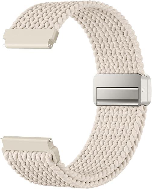 DaQin 18mm  Magnetic Braided Band Compatible with Garmin Vivoactive 5/Vivoactive 6/4/3 Watch Bands, Stretchy Nylon Strap for Garmin Venu 3S/Sq/Venu 2/Forerunner 165/55/245/265/255 Women Men 