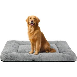 Washable Dog Crate Bed Mat for Medium/Large Dogs  All-Season Comfort with Ultra-Soft Flannel & Heavy-Duty Support (Gray, 36''L*23''W)