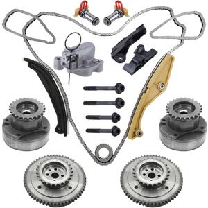 90738S Timing Chain Kit With VVT Cam Phaser Compatible with Ford Edge Explore LT 3.3L/3.5L/3.7L Replacement AT4Z6L266B,AT4Z6K254A
