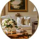 ANDY STAR Round Gold Mirror 30 inch, Brass Mirror with Brushed Gold Frame, Wall Mounted Stainless Steel Metal Frame Round Mirror for Bathroom, Living Room, Bedroom