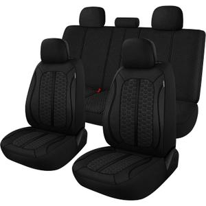 Breathable Premium Car Seat Covers Full Set3D Air-Mesh Seat Covers for CarsComfortable Safety Airbag CompatibleUniversal for Most Cars Sedan Truck SUV(Black)