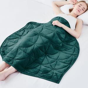 Weighted Lap Blanket 7 lbs for Adults, Luxury Soft Small Weighted Blanket, Compact Portable Weighted Lap Pad for Relaxation, Sleeping, Travel, All-Season Use, Forest Green, 40" x 52"