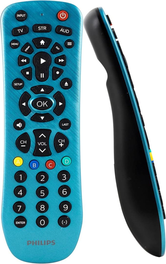 Philips Universal Remote Control Replacement for Samsung, Vizio, LG, Sony, Sharp, Roku, Apple TV, RCA, Panasonic, Smart TVs, Streaming Players, Bluray, DVD, Simple Setup, 3 Device, Blue, SRP3249B/27