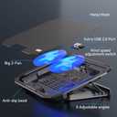 KYOLLY Ultra Slim Laptop Cooling Pad with 2 Quiet Big Fans, 5 Height Adjustable Ergonomic Stand, Portable Cooler for 10-15.6 Inch Laptops, Speed Control and 2 USB Ports