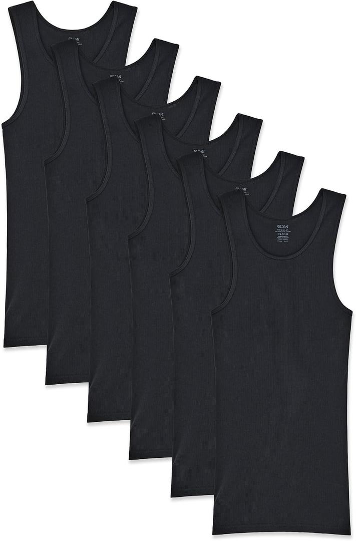 Gildan Men's A-Shirts Tanks Multipack (Black)S-M