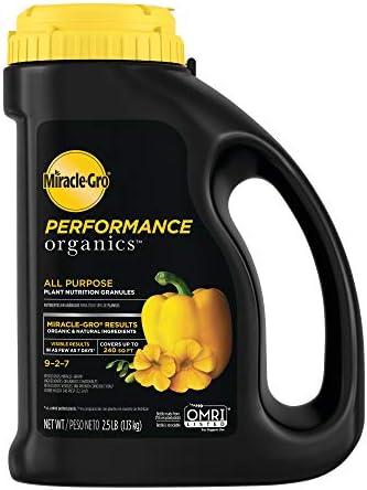 Miracle-Gro Performance Organics All Purpose Plant Nutrition Granules - 2.5 lb., All-Purpose Plant Food for Vegetables, Flowers and Herbs, Feeds up to 240 sq. ft.