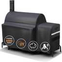 Grisun Grill Cover for Oklahoma Joe's Longhorn Offset Smoker, Anti-UV Waterproof Offset Smoker Cover for Oklahoma Joe's 13201747-50, Heavy-Duty 600 D Polyester, Black (70" L x 60" H x 40" W)