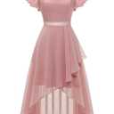 Wedtrend Women's Formal Wedding Guest Dress Ruffle Bridesmaid Dress Flutter Sleeve Prom Dresses for Teens, S