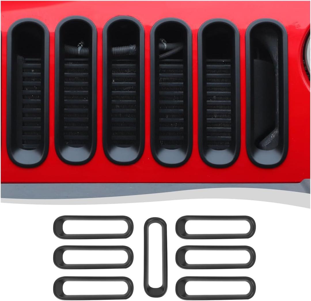 Grill Insert Grille Inserts Cover Fit for 2007-2018 Jeep Wrangler JK JKU,Black