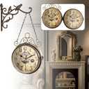 Double-Sided Wall Clock 8 Inch Vintage, Silent Non-Ticking Quartz Movement, Two Sided Retro Iron Antique Clock for Office, Cafe, Library, Bedroom, Living Room, Train Station Decor