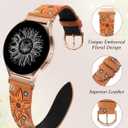 Minyee Leather Bands Compatible with Samsung Galaxy Watch 7 Band/Watch FE 6 5 4 40mm 44mm/Watch 5 pro Band 45mm/Watch 6 4 Classic 47mm 43mm 42mm 46mm, Boho Embossed Sunflower Designer 20mm Watch Band