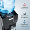 Igloo Top Loading Water Cooler with Removable Drip Tray & Energy-Saving Features- Water Tower with Hot, Cold Temperature Settings- Water Dispenser Fits 3 & 5-Gallon Jugs with Child Safety Lock- Black
