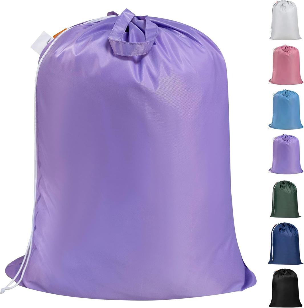 Polecasa Heavy Duty Large Laundry Bag with 130gsm Tear Resistant Fabric and Handles, Easy to Carry Durable Dirty Clothes Drawstring Bag, Perfect for College Dorm, Travel, 28x36,Purple