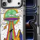 for iPhone 17 Pro case Cute - Durable Shockproof 6.6 ft Drop Impact Phone Case - Funny UFO Design (6.3") Black